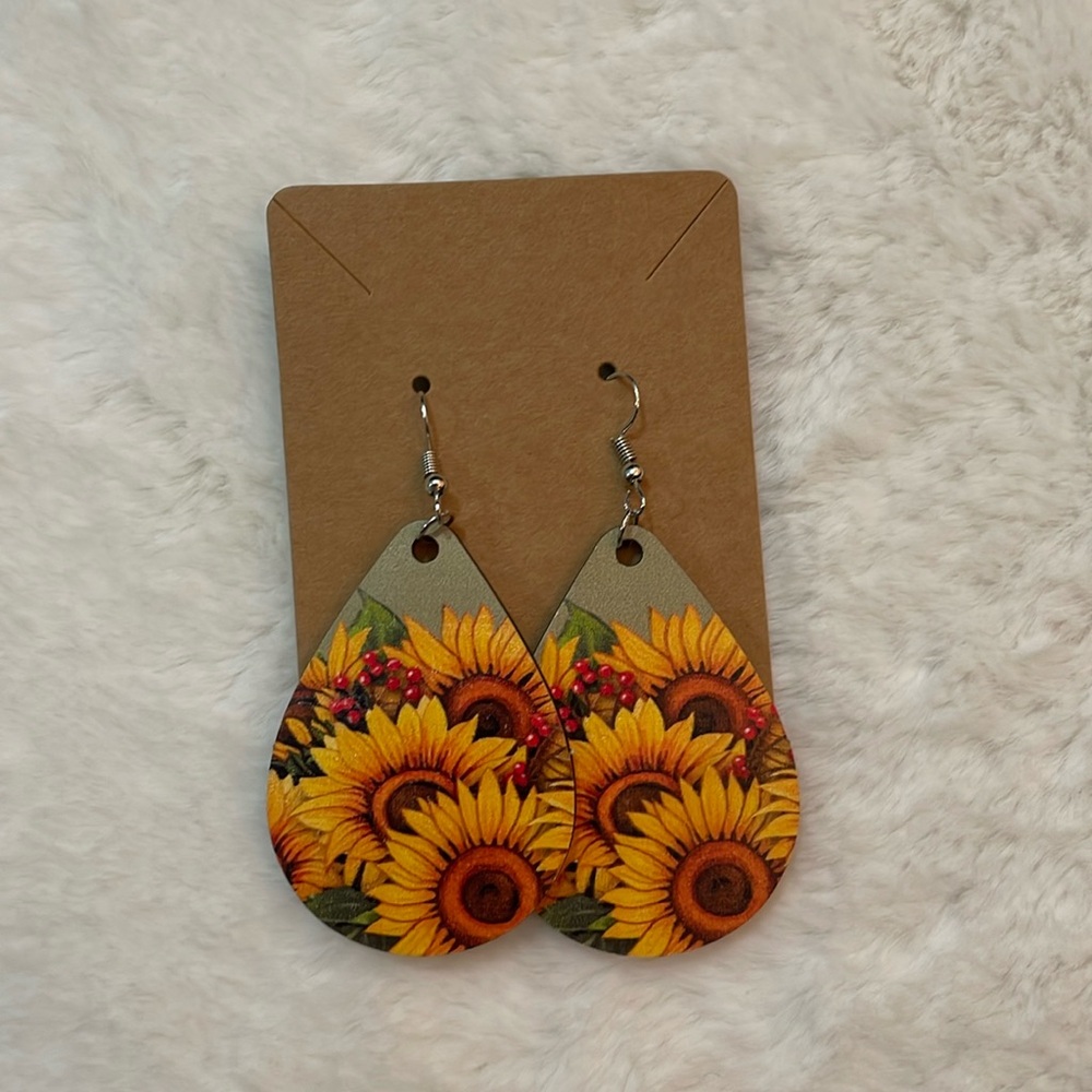 Sunflower Wooden Earrings